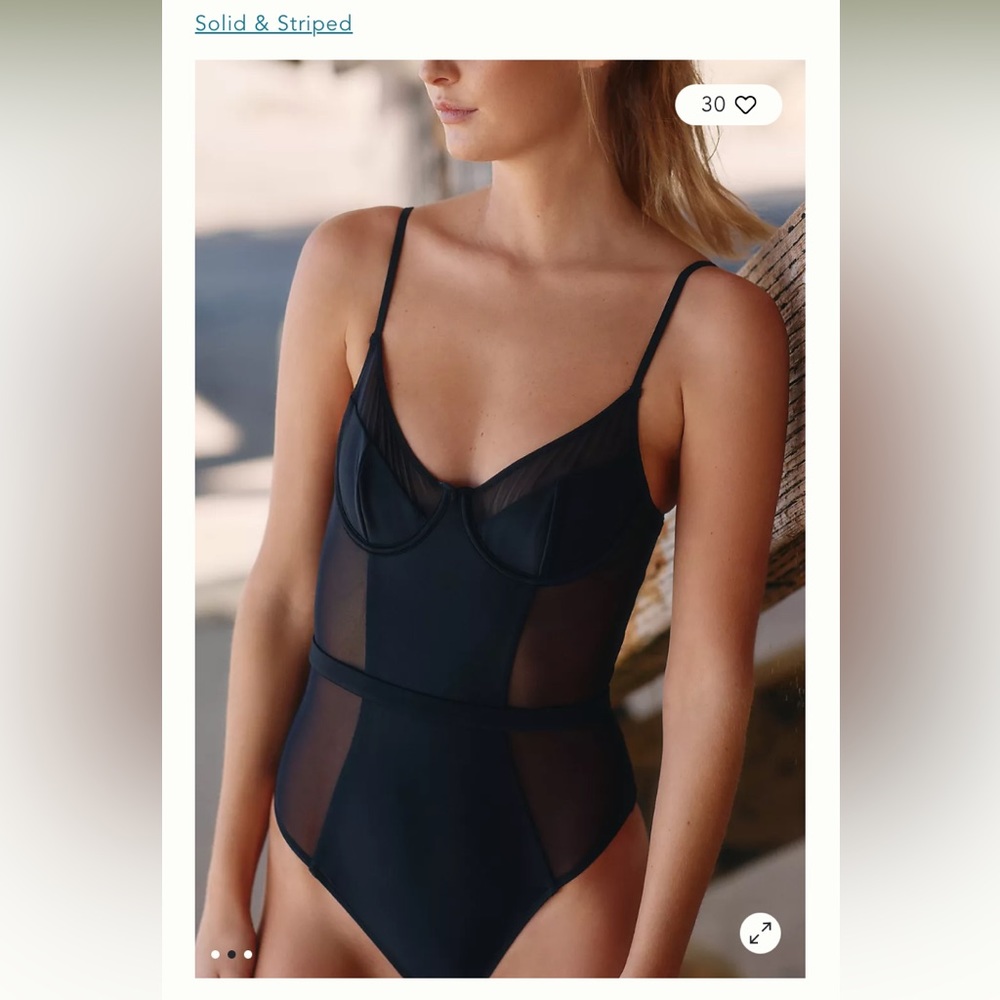 The Spenser belted one-piece by Solid & Striped, size Large. Black.